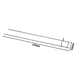 Podwójny szpikulec do hähnchengrills - stal nierdzewna - 670x100x30mm - 0.57kg - do grilla do kurczaków - kompatybilny z EM420