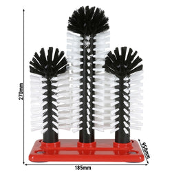 (2 sztuki) FUCHS | DELFIN® Szczotka do mycia szklanek – 2x180 mm + 1x240 mm – z plastikową podstawką – 1 - 2 - 3