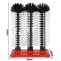 (2 sztuki) FUCHS | DELFIN® Szczotka do mycia szklanek – 3 x 240 mm – z plastikową podstawką – 1 - 2 - 3