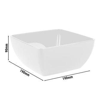 (6 sztuk) Miska - FRIENDLY - PET - 1,5 litra - kwadratowa - biała - Prime Gastro