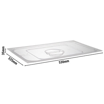 (6 sztuk) Pokrywki GN 1/1 – poliwęglan – wysokość: 35 mm - Prime Gastro