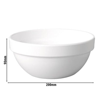 (6 sztuk) Miska - CASUAL MAXI - Melamina - 1,8 litra - Ø 200 mm - Biały - Prime Gastro