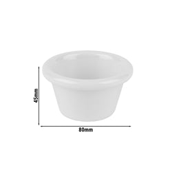 (24 sztuki) Miseczki do dipów - CASUAL - melamina - 80 ml - Ø 80 mm - białe