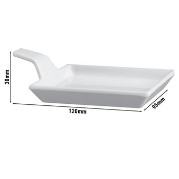 (24 sztuki) Talerzyki do przekąsek - FLYING BUFFET - melamina - 120 x 95 mm - z uchwytem do przenoszenia - Prime Gastro