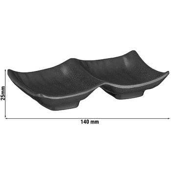 (6 sztuk) Podwójna miska - ZEN - melamina - 140 x 90 mm - czarna - Prime Gastro