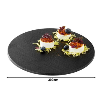 (6 sztuk) Taca - SLATE - melamina - Ø 300 mm - wysokość: 10 mm - Prime Gastro