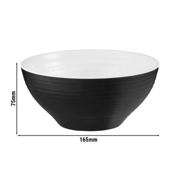 (6 sztuk) Miska - HALFTONE - melamina - 0,65 litra - Ø 165 mm - czarna - Prime Gastro