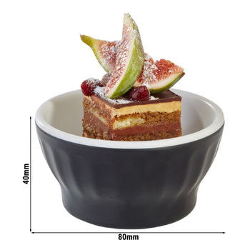 (12 sztuk) Miska - HALFTONE - melamina - 0,1 litra - Ø 80 mm - czarna - Prime Gastro