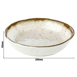 (6 sztuk) Miska - STONE ART - melamina - 0,6 litra - Ø 200 mm - biało - brązowa
