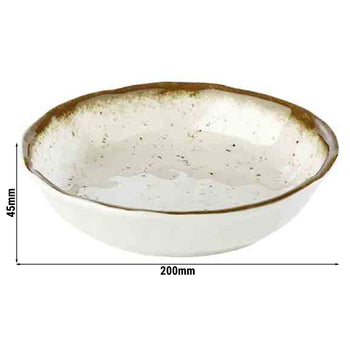 (6 sztuk) Miska - STONE ART - melamina - 0,6 litra - Ø 200 mm - biało-brązowa - Prime Gastro