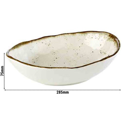 (6 sztuk) Miska - STONE ART - melamina - 1,2 litra - owalna - 285 x 210 mm - biała/brązowa