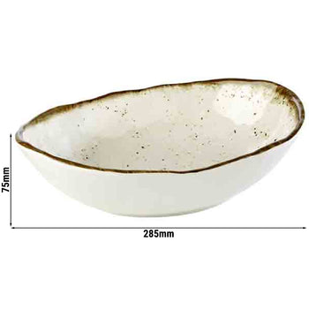 (6 sztuk) Miska - STONE ART - melamina - 1,2 litra - owalna - 285 x 210 mm - biała/brązowa - Prime Gastro