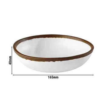 (6 sztuk) Miska - CROCKER - Melamina - 0,5 litra - Ø 165 mm - Biały/Brązowy - Prime Gastro
