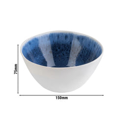 (6 sztuk) Miska - BLUE OCEAN - Melamina - 0,6 litra - Ø 150 mm - biało - niebieska