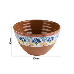 (6 sztuk) Miska - ARABESQUE - Melamina - 0,2 litra - Ø 100 mm - Terakota/Niebieski