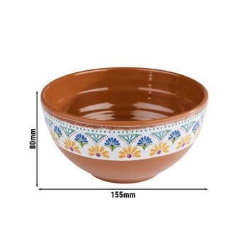 (6 sztuk) Miska - ARABESQUE - Melamina - 0,8 litra - Ø 155 mm - Terakota/Niebieski - Prime Gastro