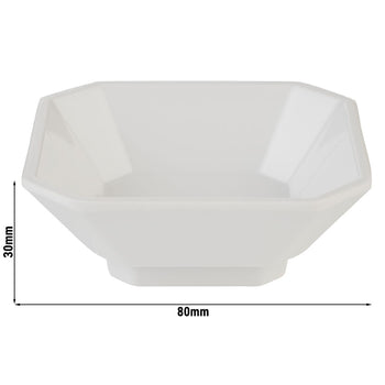 (24 sztuki) Miseczki - MINI - Melamina - 60 ml - 80x80mm - Biały - Prime Gastro