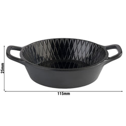 (60 sztuk) Miska - MINI - melamina - 70 ml - Ø 85 mm - z uchwytami do przenoszenia - czarna