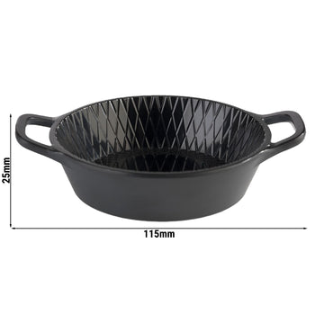 (60 sztuk) Miska - MINI - melamina - 70 ml - Ø 85 mm - z uchwytami do przenoszenia - czarna - Prime Gastro