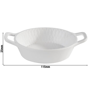 (60 sztuk) Miska - MINI - melamina - 70 ml - Ø 85 mm - z uchwytami do przenoszenia - biała - Prime Gastro