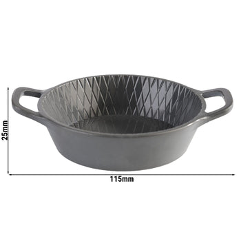 (60 sztuk) Miska - MINI - melamina - 70 ml - Ø 85 mm - z uchwytami do przenoszenia - szara - Prime Gastro