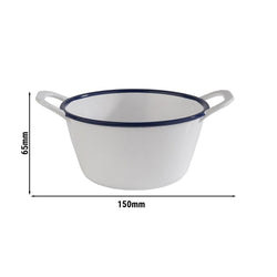 (6 sztuk) Miska - ENAMEL LOOK - melamina - 0,3 litra - z uchwytami - biała