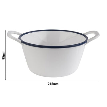 (6 sztuk) Miska - ENAMEL LOOK - melamina - 1 litr - z uchwytami - biała - Prime Gastro
