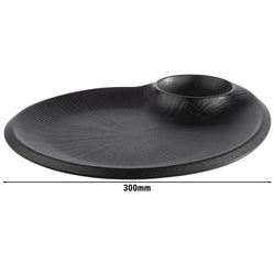 (6 sztuk) Talerze - NERO - melamina - 300 x 250 mm - z miseczką na dip 60 ml