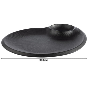 (6 sztuk) Talerze - NERO - melamina - 300 x 250 mm - z miseczką na dip 60 ml - Prime Gastro