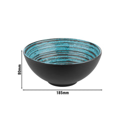 (6 sztuk) Miska - CANCUN - Melamina - 1 litr - Ø 185 mm - Brązowy/Niebieski