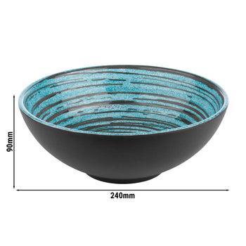 (6 sztuk) Miska - CANCUN - melamina - 1,8 litra - Ø 240 mm - brązowo-niebieska - Prime Gastro