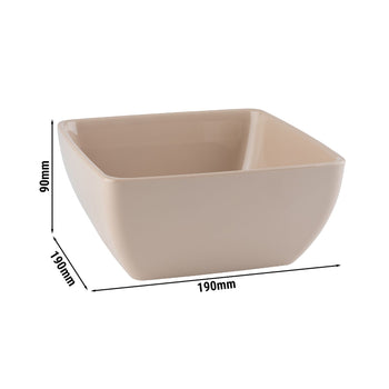 (6 sztuk) Miska - PURE - Melamina - 1,5 litra - kwadratowa - Beżowa - Prime Gastro