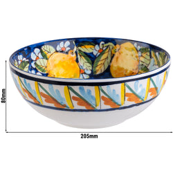 (6 sztuk) Miska - MEDITERRANEAN - Melamina - 1,2 litra - Ø 205 mm - kolorowa