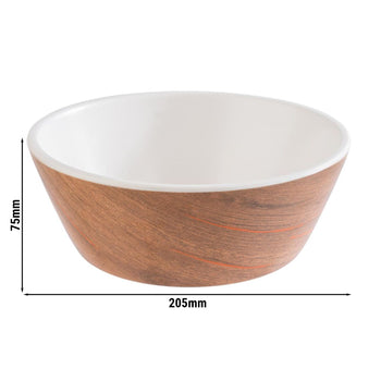 (6 sztuk) Miska - CRAZY WOOD - melamina - 1,2 litra - Ø 205 mm - brązowa - Prime Gastro