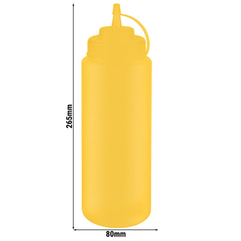 (6 sztuk) Butelka wyciskana - PET - 1020 ml - Ø 80 mm - z zakrętką i nasadką - Prime Gastro