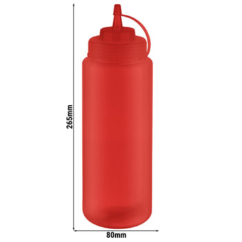 (6 sztuk) Butelka wyciskana - PET - 1020 ml - Ø 80 mm - z zakrętką i nasadką - Prime Gastro