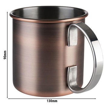 (6 sztuk) Kubki - MOSCOW MULE - 450 ml - miedź postarzana - z chromowanym uchwytem - Prime Gastro