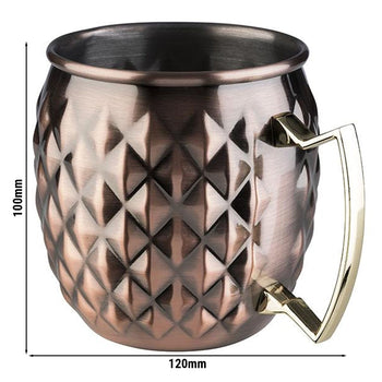 (6 sztuk) Kubki - MOSCOW MULE - 500 ml - miedź postarzana - z uchwytem - Prime Gastro