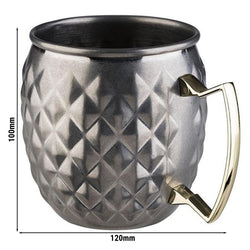 (6 sztuk) Kubki - MOSCOW MULE - 500 ml - srebrne - z uchwytem