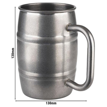 (6 sztuk) Kubki - BEER MUG - 500 ml - srebrne - z uchwytem - Prime Gastro