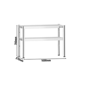 Półka z stali nierdzewnej – 2 poziomy – 1000 x 370 mm – regulowana wysokość