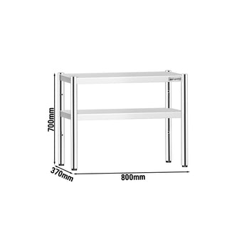 Półka z stali nierdzewnej – 2 poziomy – 800 x 370 mm – regulowana wysokość