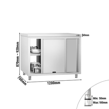Szafka robocza ze stali nierdzewnej PREMIUM - z drzwiami po obu stronach - 1,2 m - Prime Gastro