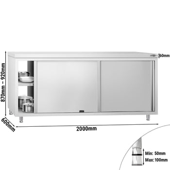 Szafka robocza ze stali nierdzewnej PREMIUM - z drzwiami po obu stronach - 2,0 m - Prime Gastro