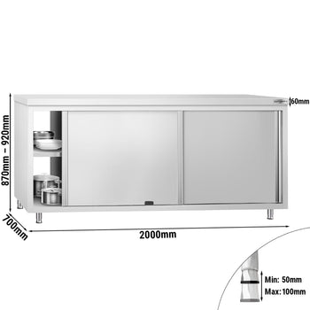 Szafka robocza ze stali nierdzewnej PREMIUM - z drzwiami po obu stronach - 2,0 m - Prime Gastro