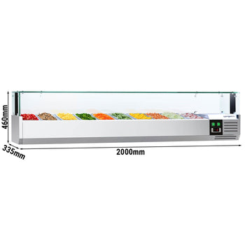 Nadstawna witryna chłodnicza PREMIUM z oświetleniem LED - 2000x335mm - 10x GN 1/4 - Prime Gastro