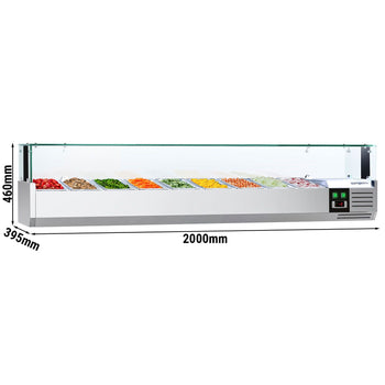 Nadstawna witryna chłodnicza PREMIUM z oświetleniem LED - 2000x395mm - 9x GN 1/3 - Prime Gastro