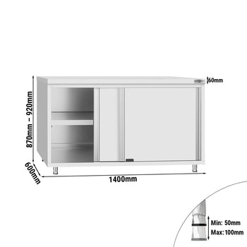 Szafka robocza ze stali nierdzewnej ECO - 1400x600 mm - z drzwiami przesuwnymi - Prime Gastro
