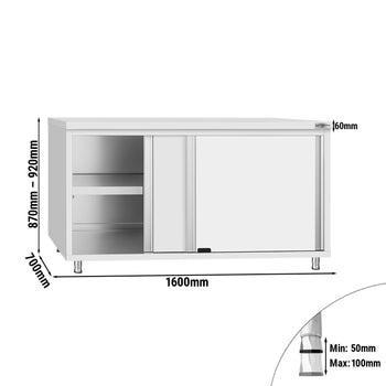 Szafka robocza ze stali nierdzewnej ECO - 1600x700 mm - z drzwiami przesuwnymi - Prime Gastro