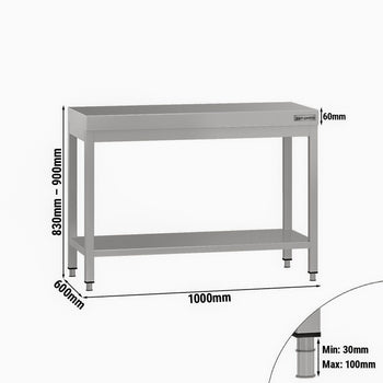 Stół roboczy ze stali nierdzewnej ECO - 1000 x 600 mm - z podstawą - Prime Gastro